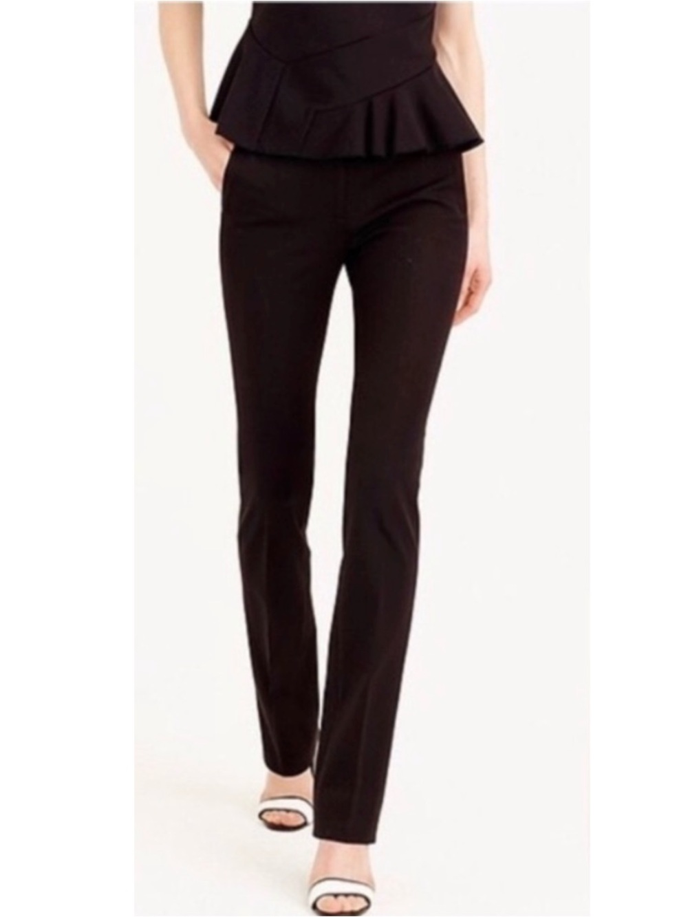 J. Crew Campbell Mid-Rise Bootcut Trouser Pant Career Minimalist Black 6